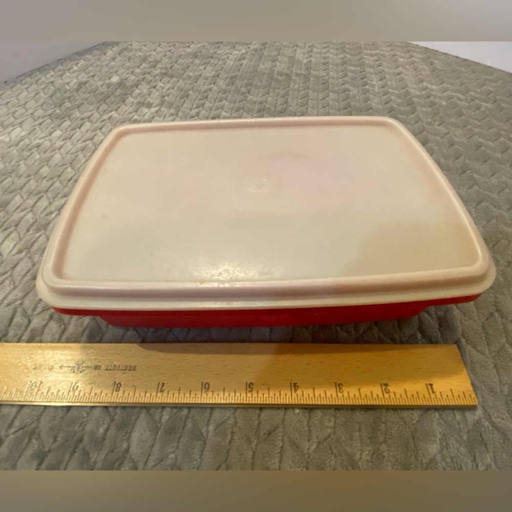 Vintage Tupperware Stow n Go 3 piece rectangle organizer in red and white